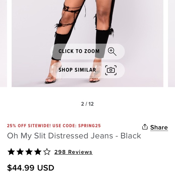 Black Distressed Jeans - Picture 4 of 10